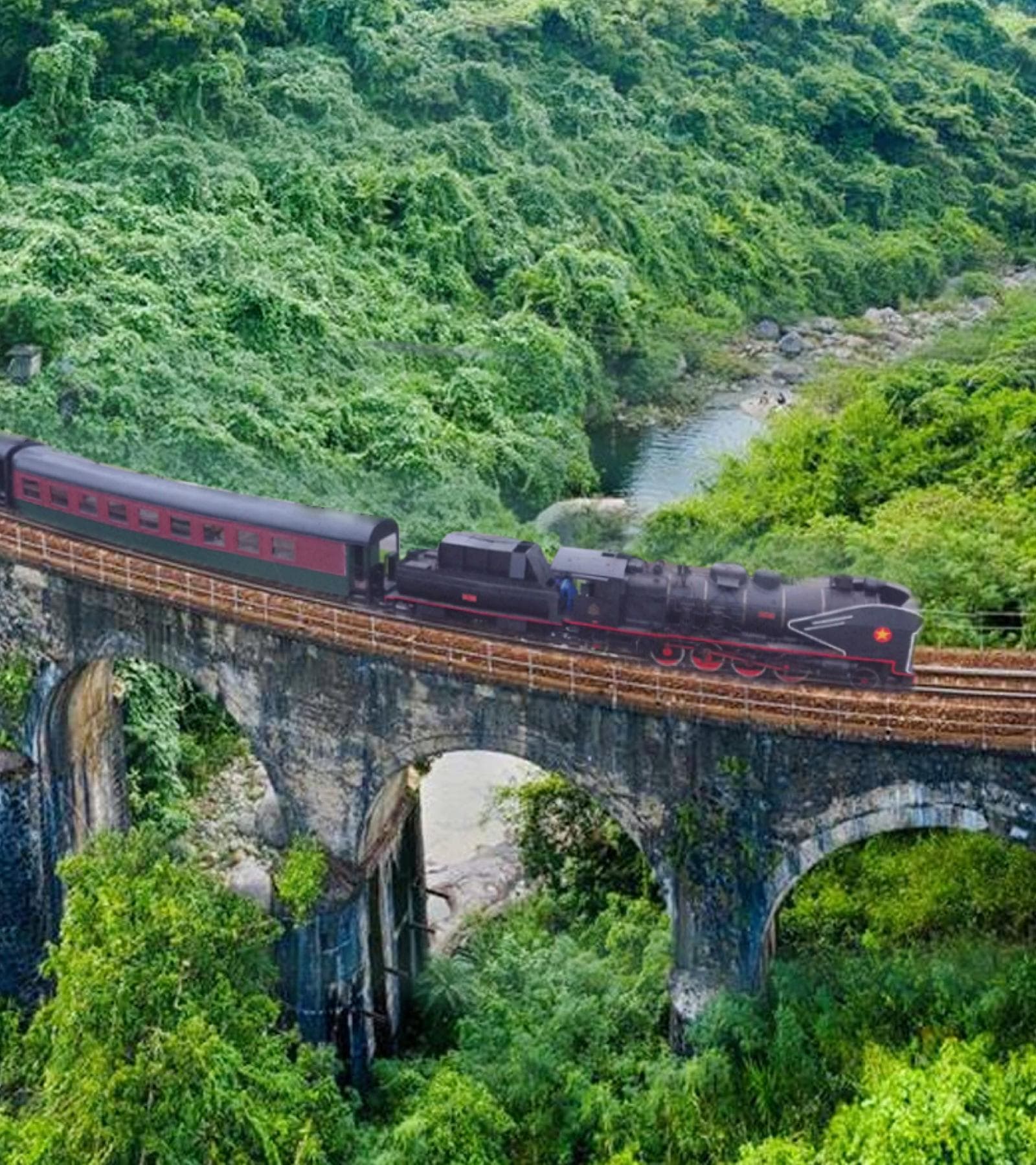 Revolution Express on a viaduct